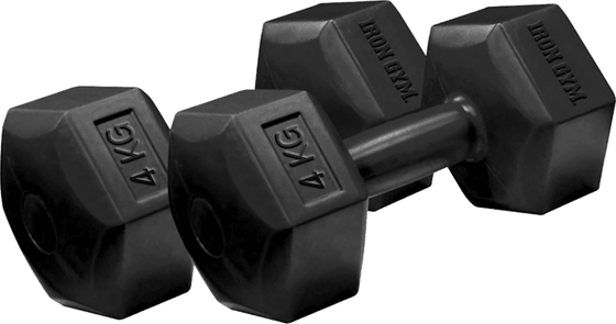 260490101101, FIXED HEX DUMBBELL 4KG PAIR, IRON GYM, Detail