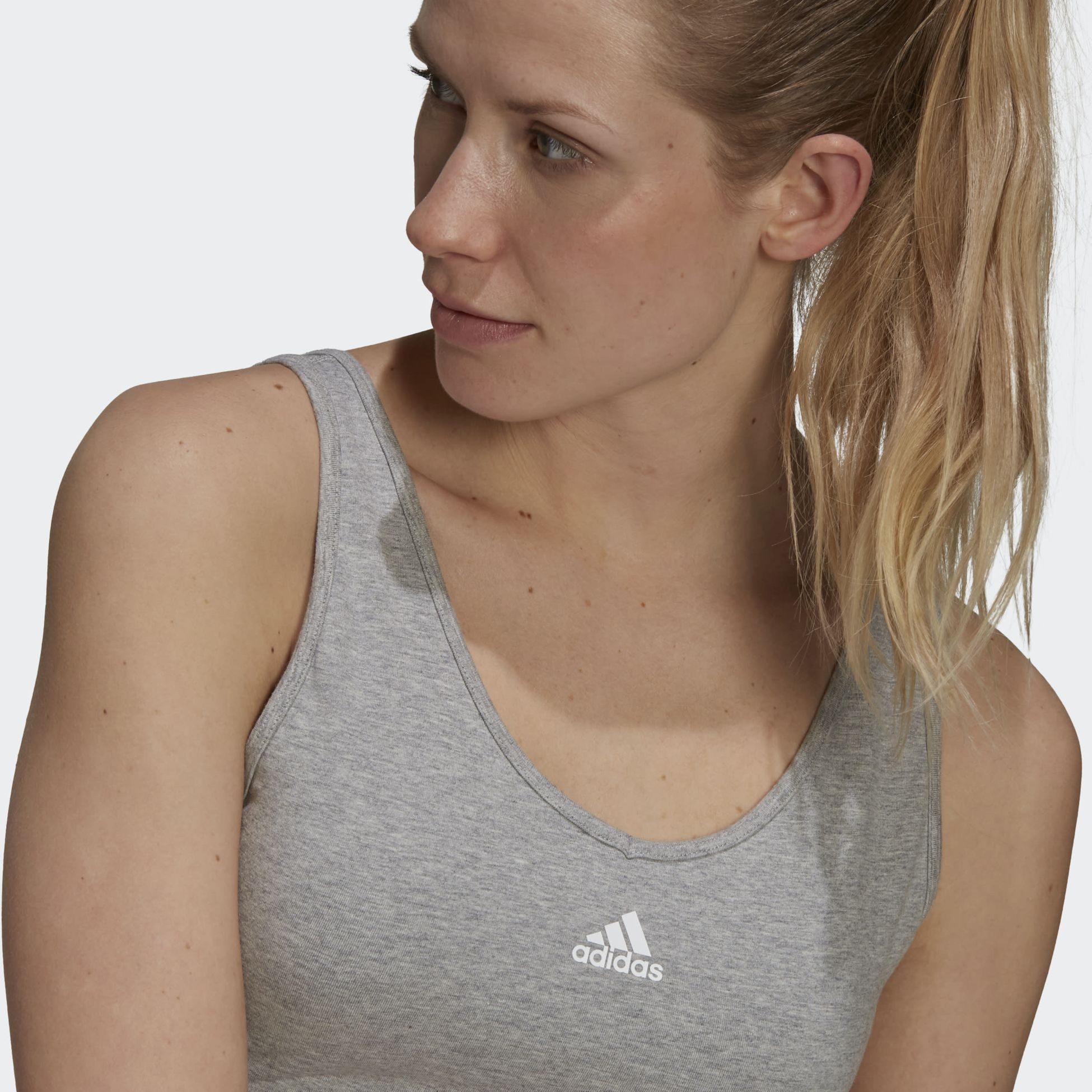 ADIDAS, Essentials 3-Stripes Crop Top With Removable Pads