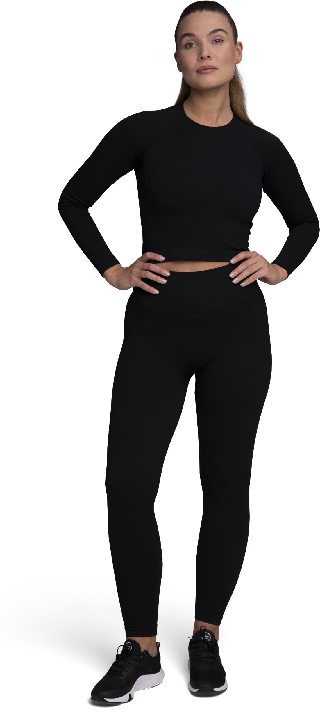 SOC, W RIBBED LONG LS