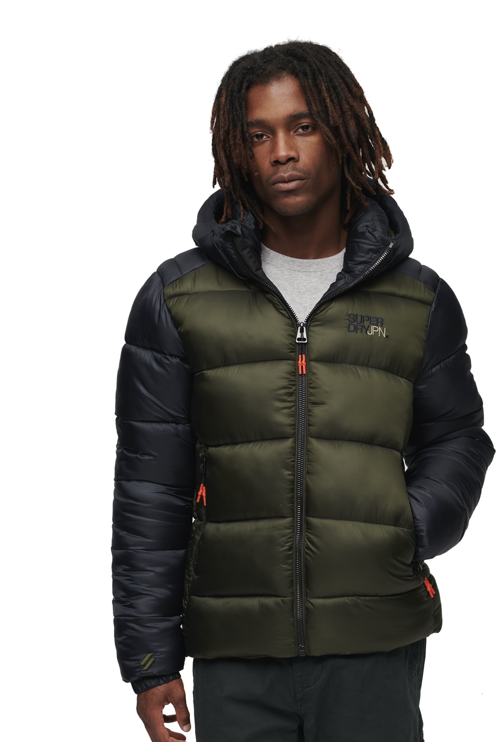 SUPERDRY, M HOOD COLOUR BLOCK SPORT PUFFER