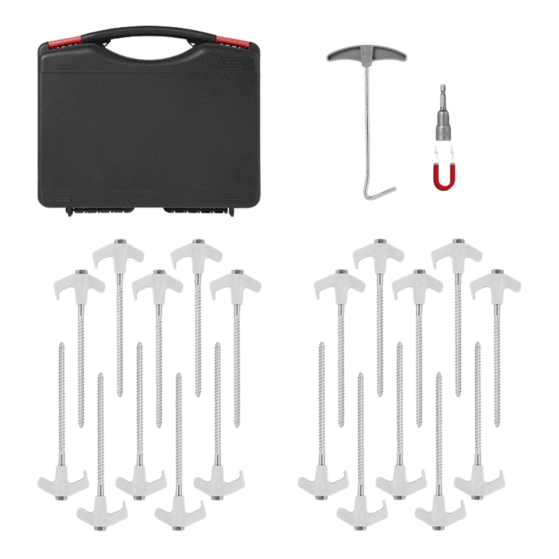 northix, Tent Peg 20 Cm Metal Screwable With Plastic Hook And Screw Head - Set Of 20 Pcs. In Case, Detail 1