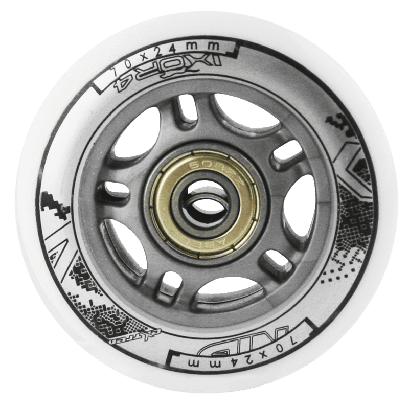 northix, White 70x24mm 82a Wheels (4) + Abec-7 Bearings (8) Set, Detail 1