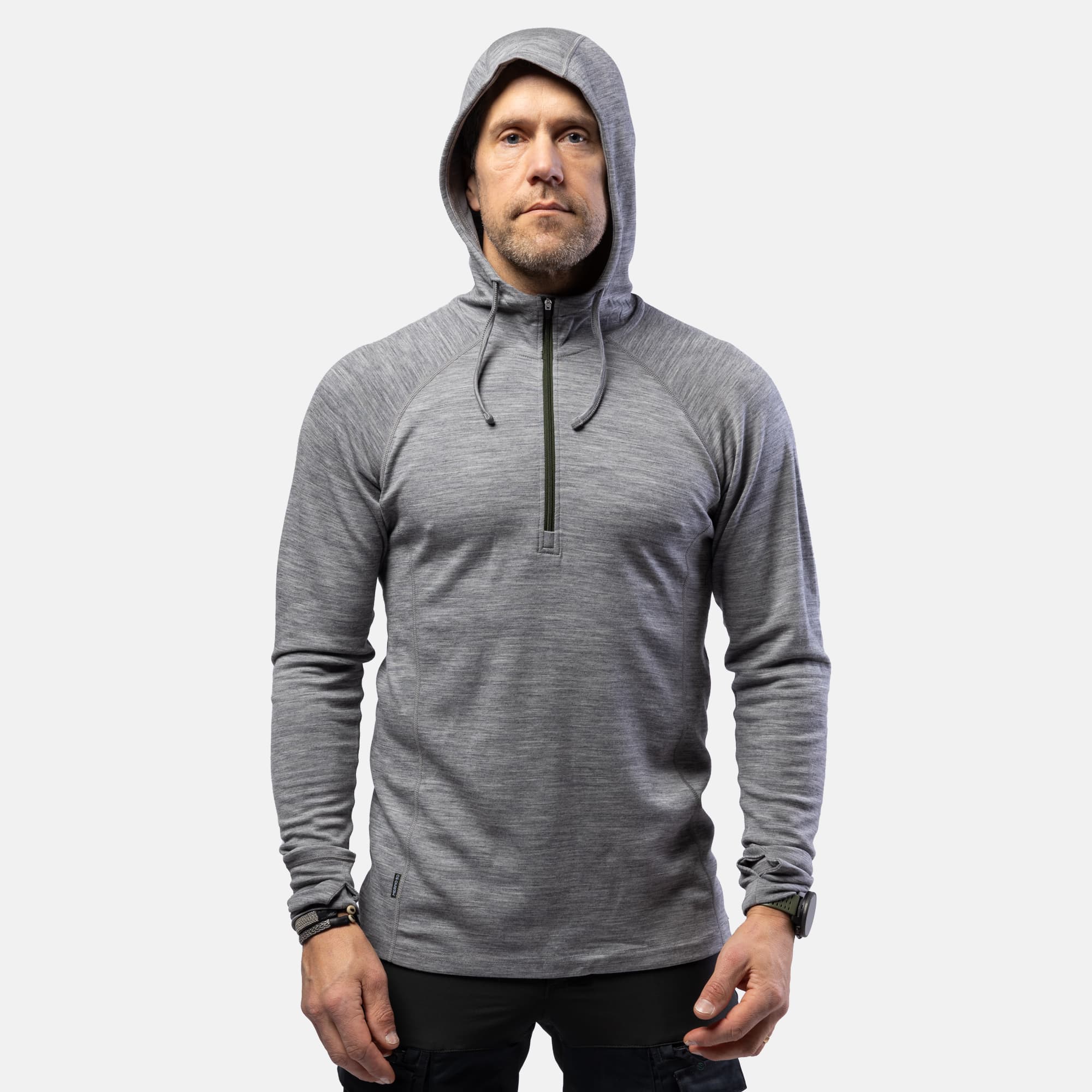 beyond nordic, Bn105 Merino Half Zip Hoodie Men's, Model 1