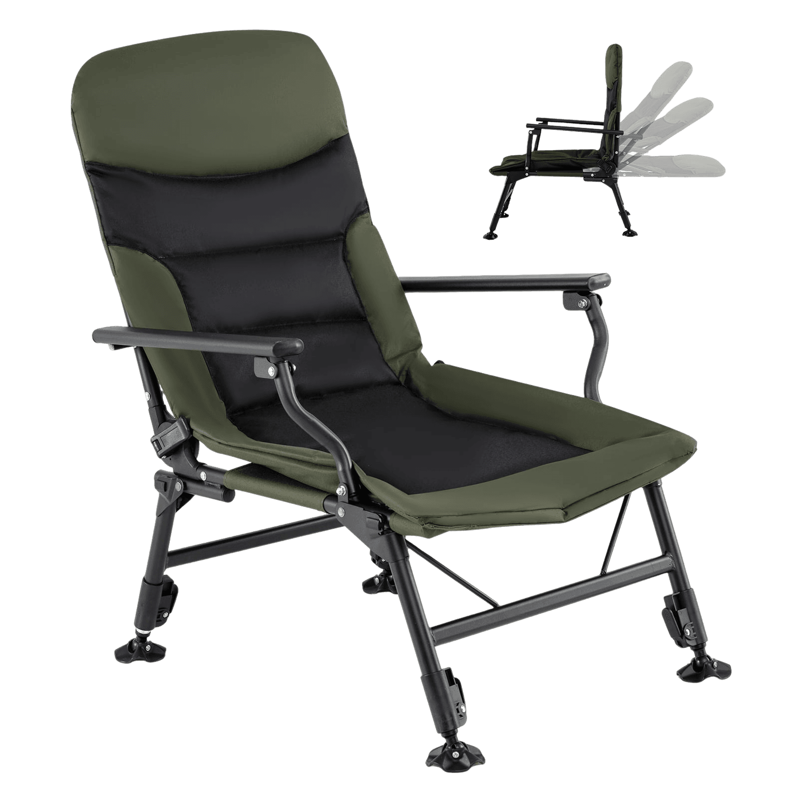 northix, Oversized Folding Camping Chair With Footrest – Green, Product 0
