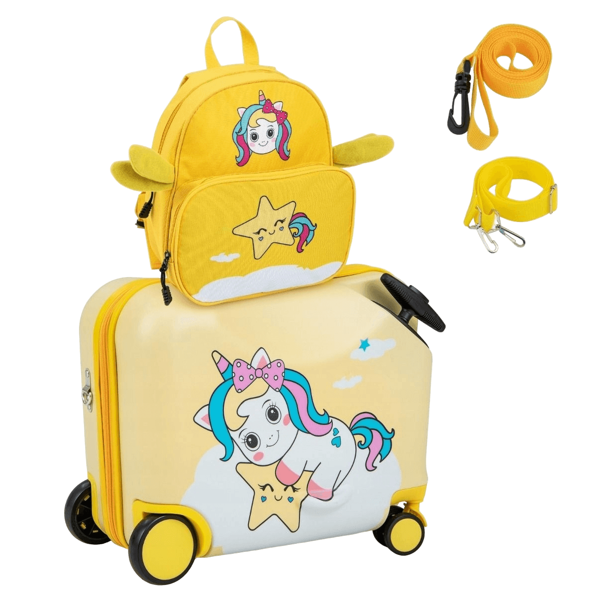 b2x, 2-piece Children's Suitcase + Backpack 47 Cm Long Ride-on Suitcase And 30 Cm Wide Backpack Yellow Un, Product 0