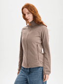 W ZIP FLEECE JACKET, Brown