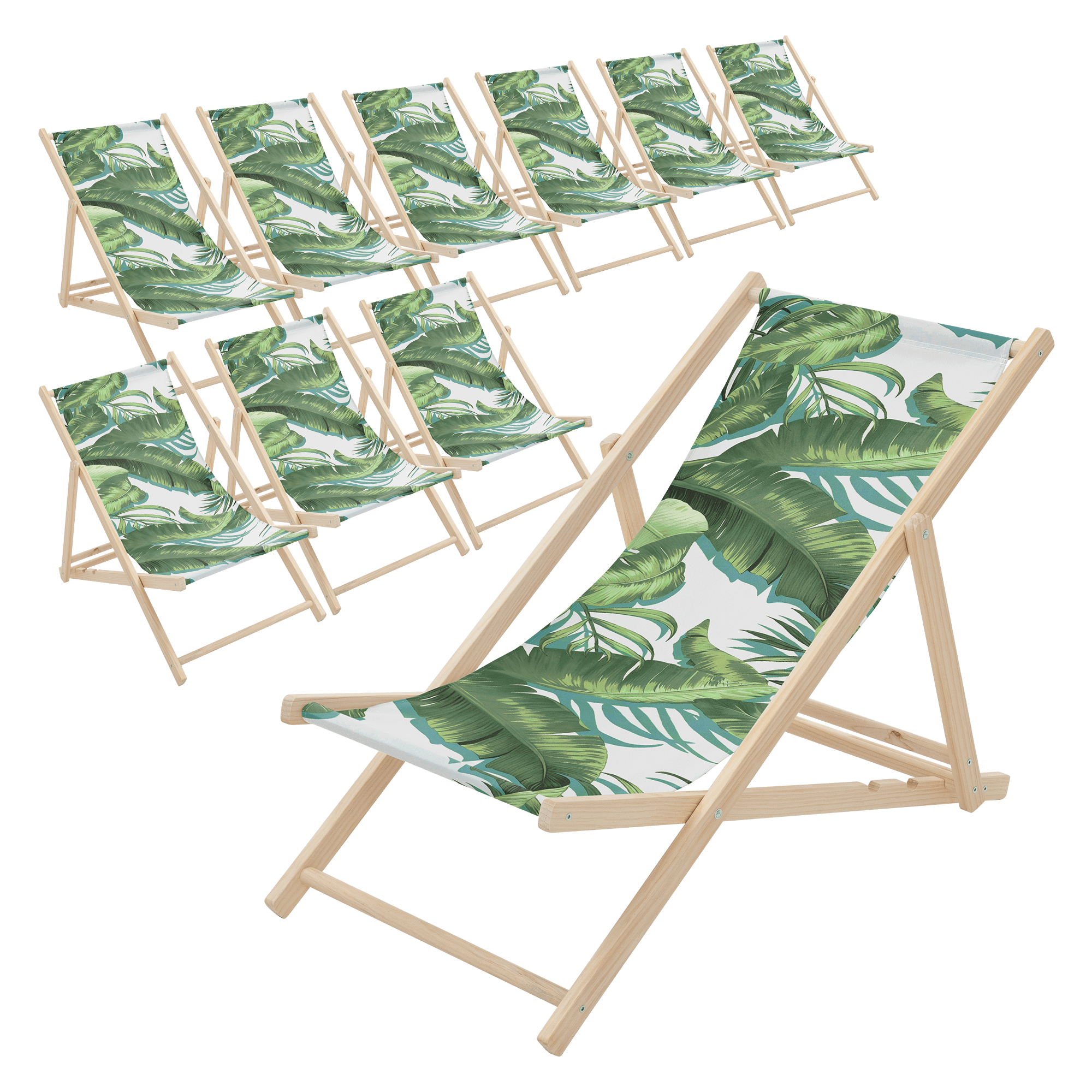 ECD Germany, Ecd Germany Set Of 10 Foldable Wooden Deck Chair Garden Sun Lounger Black Reclining, Product 0