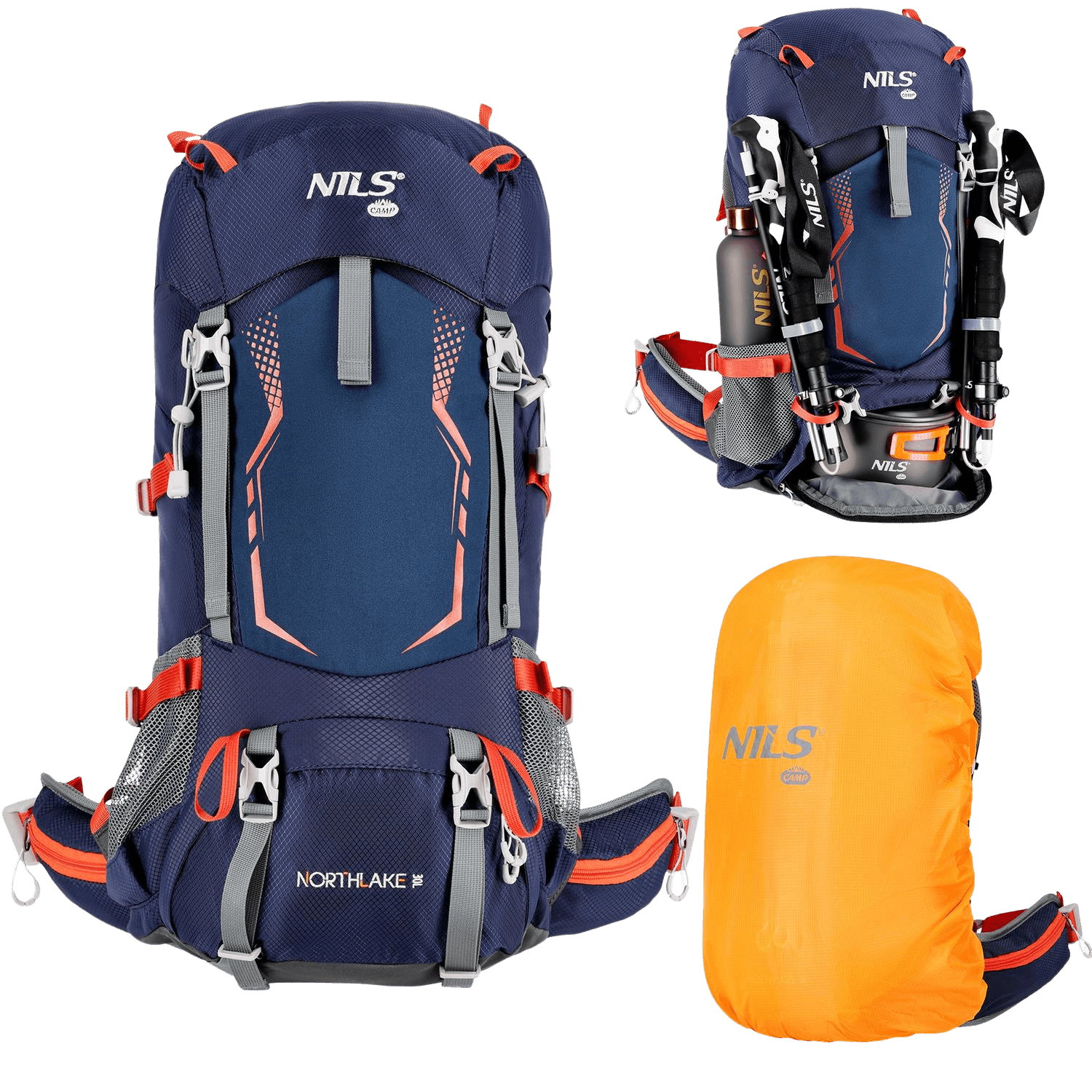 northix, Backpack 40l, Tourist, Navy Blue, Lightweight, Detail 1