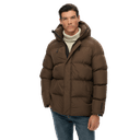 M Hooded 5 Baffle Sports Puffer, Brown