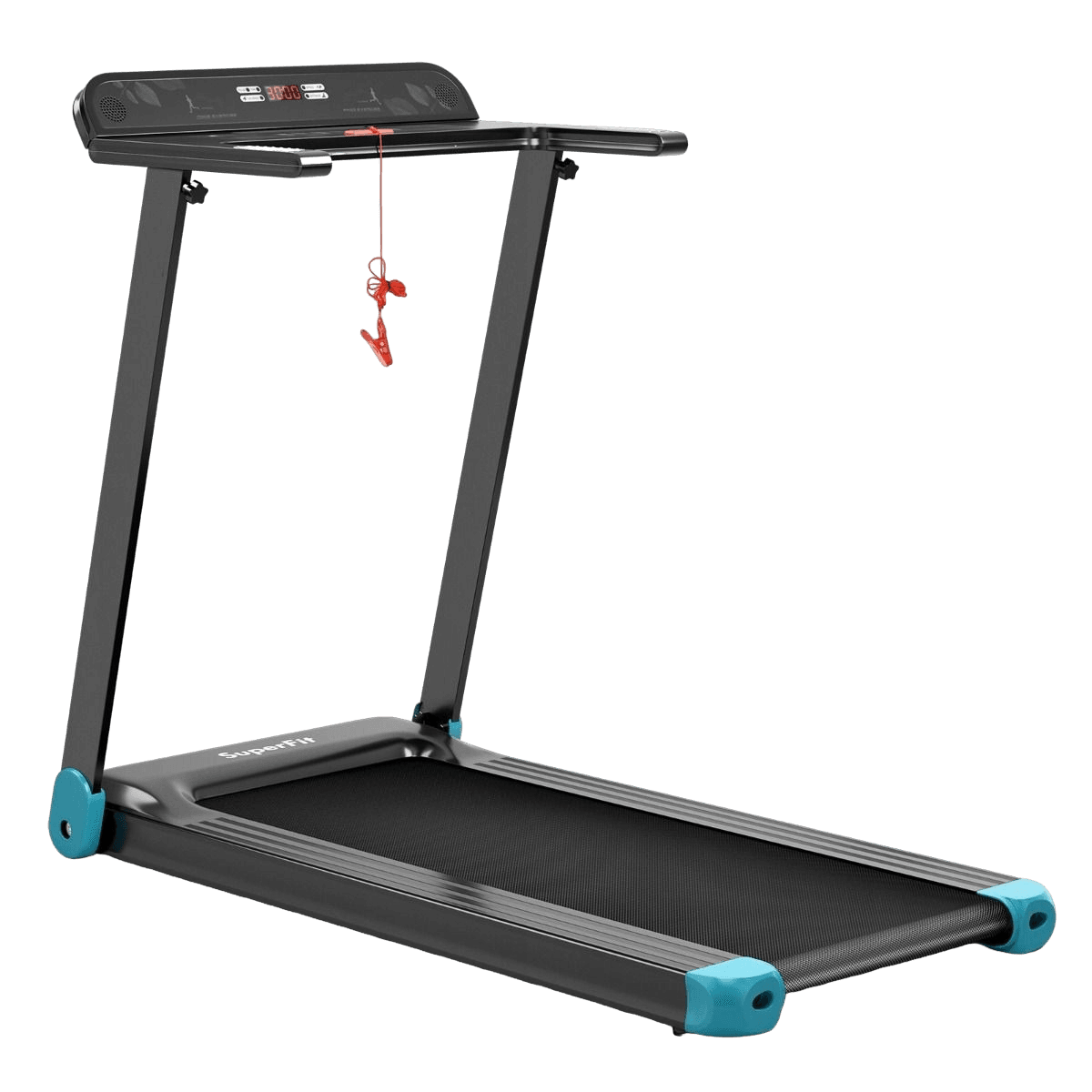 b2x, Folding Home Treadmill With Bluetooth Speaker Led Display And Device Holder Navy Blue, Product 0