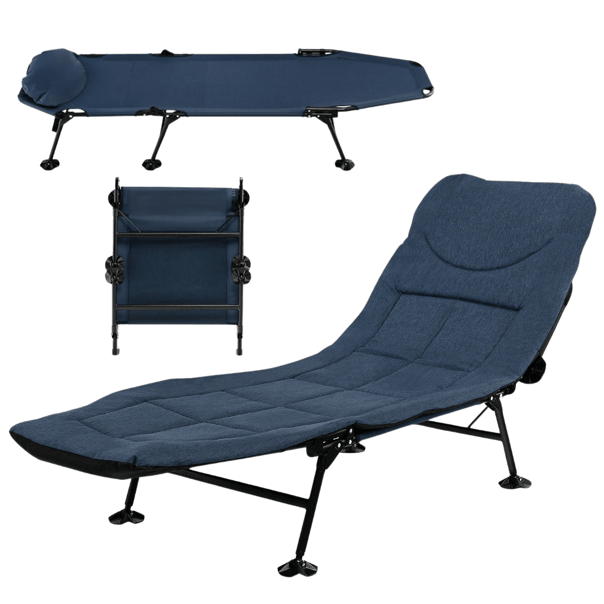 northix, Folding Camping Bed With Adjustable Backrest And Mattress, Product 0