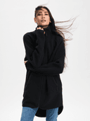 W PILE LONG SHIRT, Black