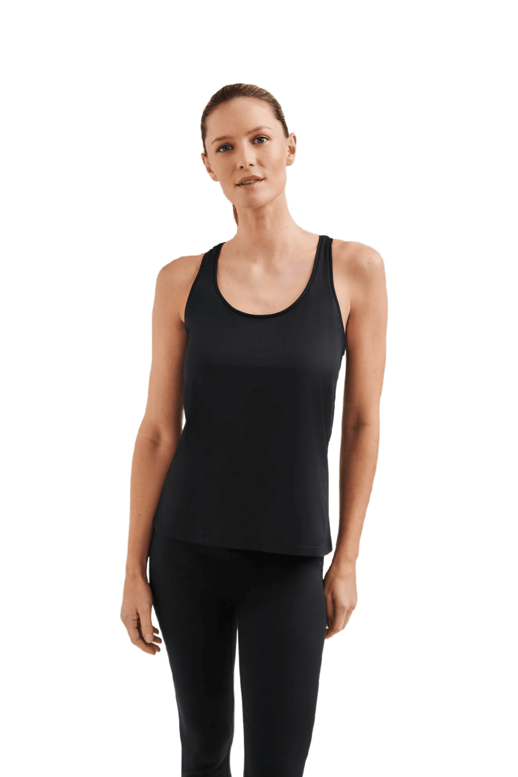 wellicious, Organic Cotton Racer Tank - Caviar Black, Model 1