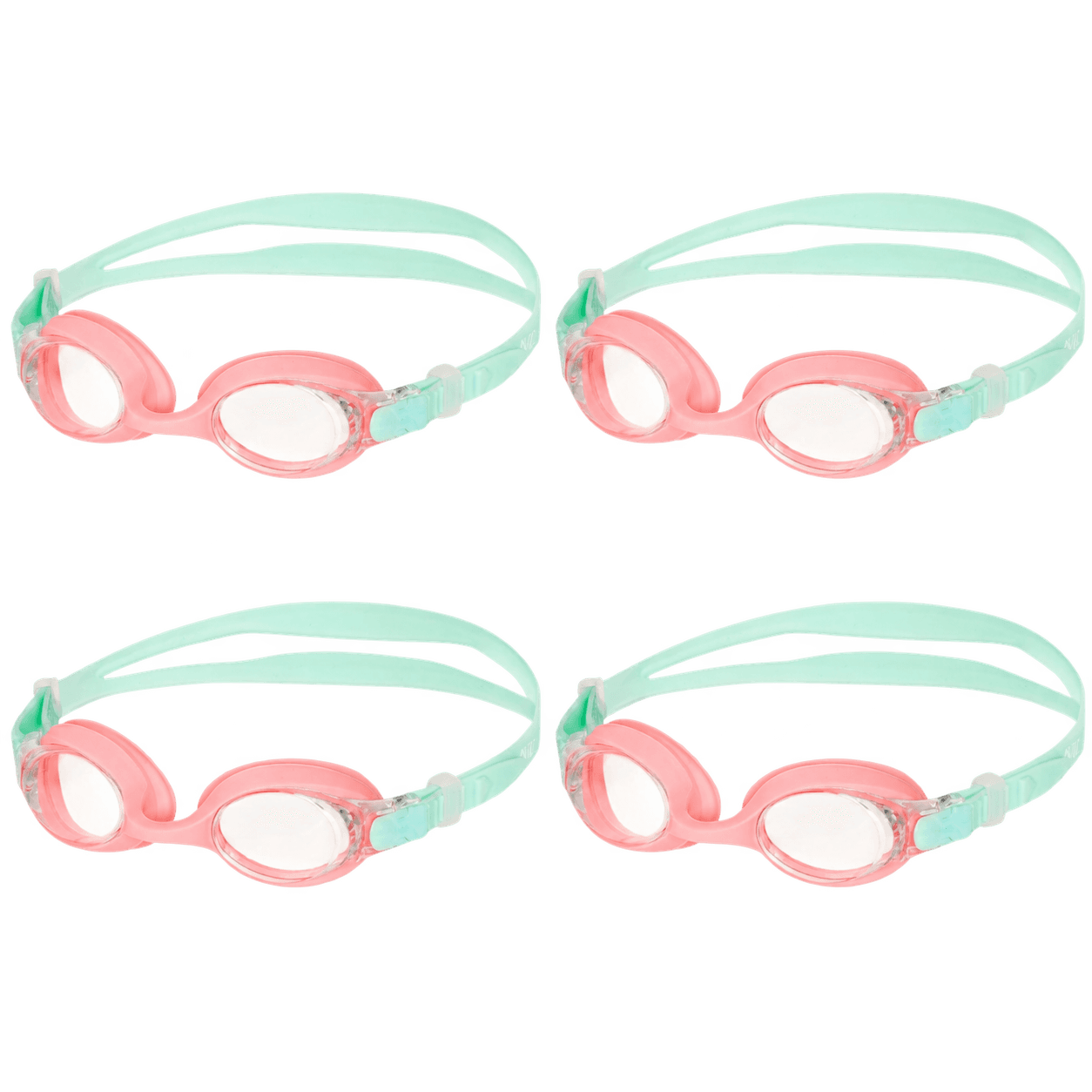 northix, Junior Swimming Goggles Mint/pink Anti-fog Uv Protection 4-pack, Product 0