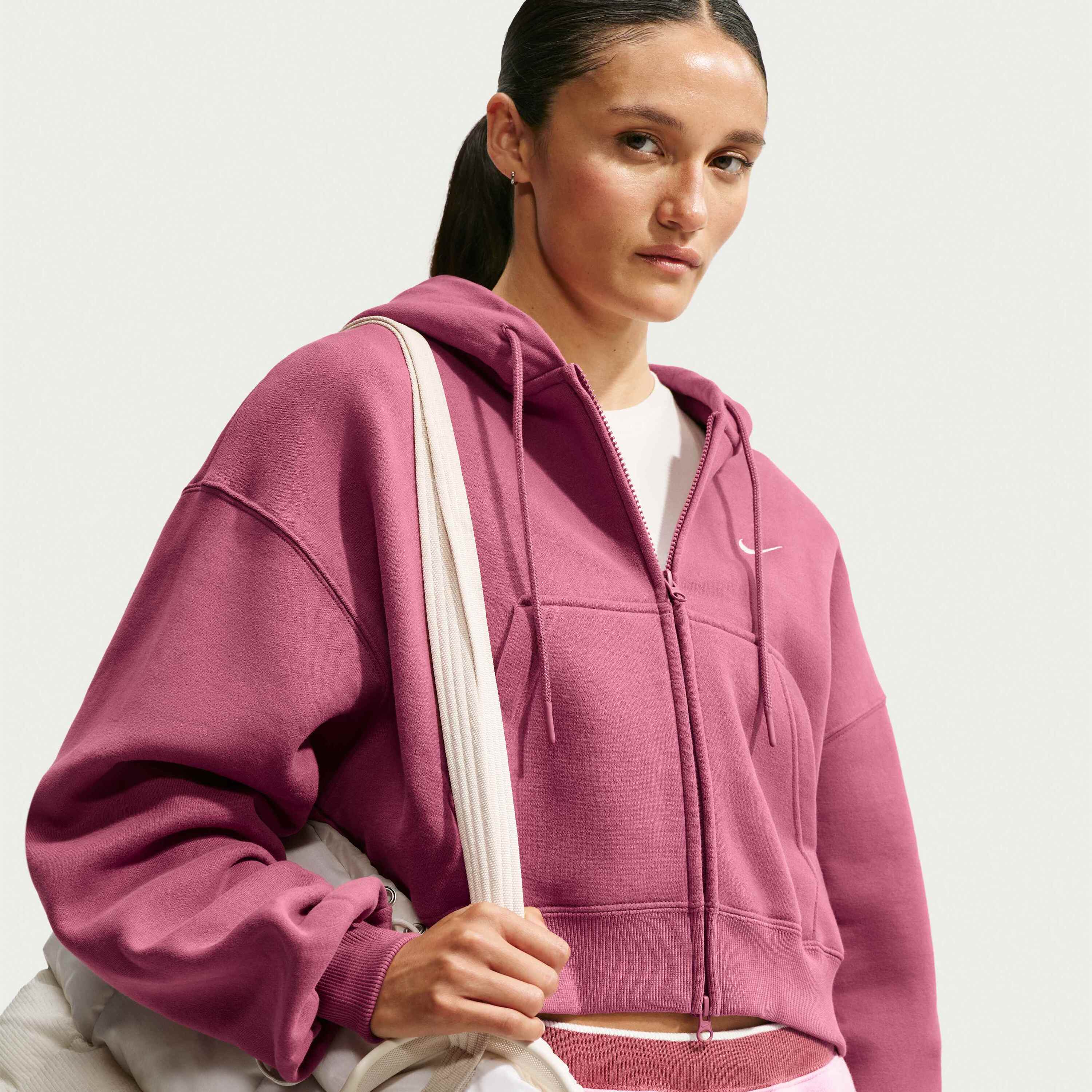 Nike, W STUDIO FLEECE OVERSIZE CROP FZ HOOD, Product 0