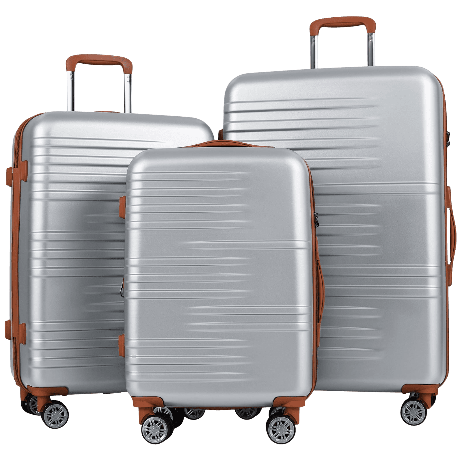 northix, 3-piece Hardshell Luggage Set With Tsa Lock, Silver, Product 0