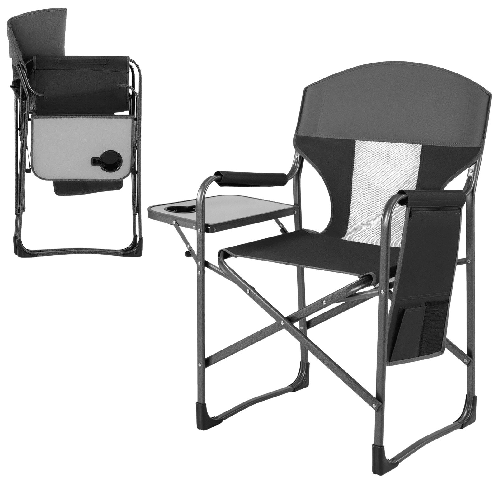 northix, Folding Camping Chair With Side Table, Cup Holder, 400 Lb, Product 0