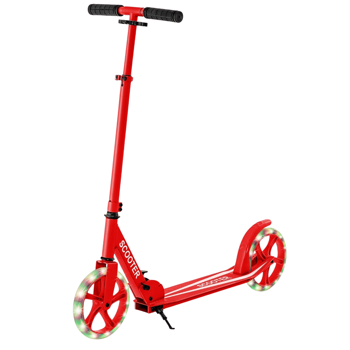 northix, Foldable Scooter With Led Wheels, Adjustable Height, Red, Product 0