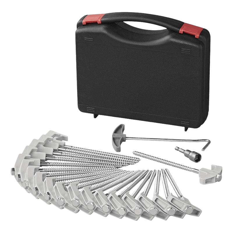 northix, Tent Peg 20 Cm Metal Screwable With Plastic Hook And Screw Head - Set Of 20 Pcs. In Case, Product 0