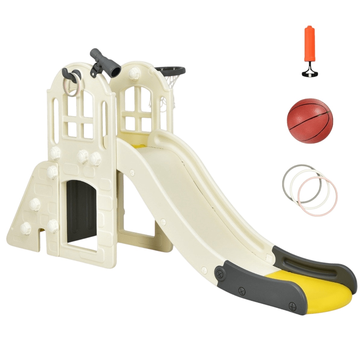 northix, Children's Slide Climbing Slide With Basketball Hoop Ball Ring Toss And Telescope 189.5 X 83 X 98 Cm, Product 0