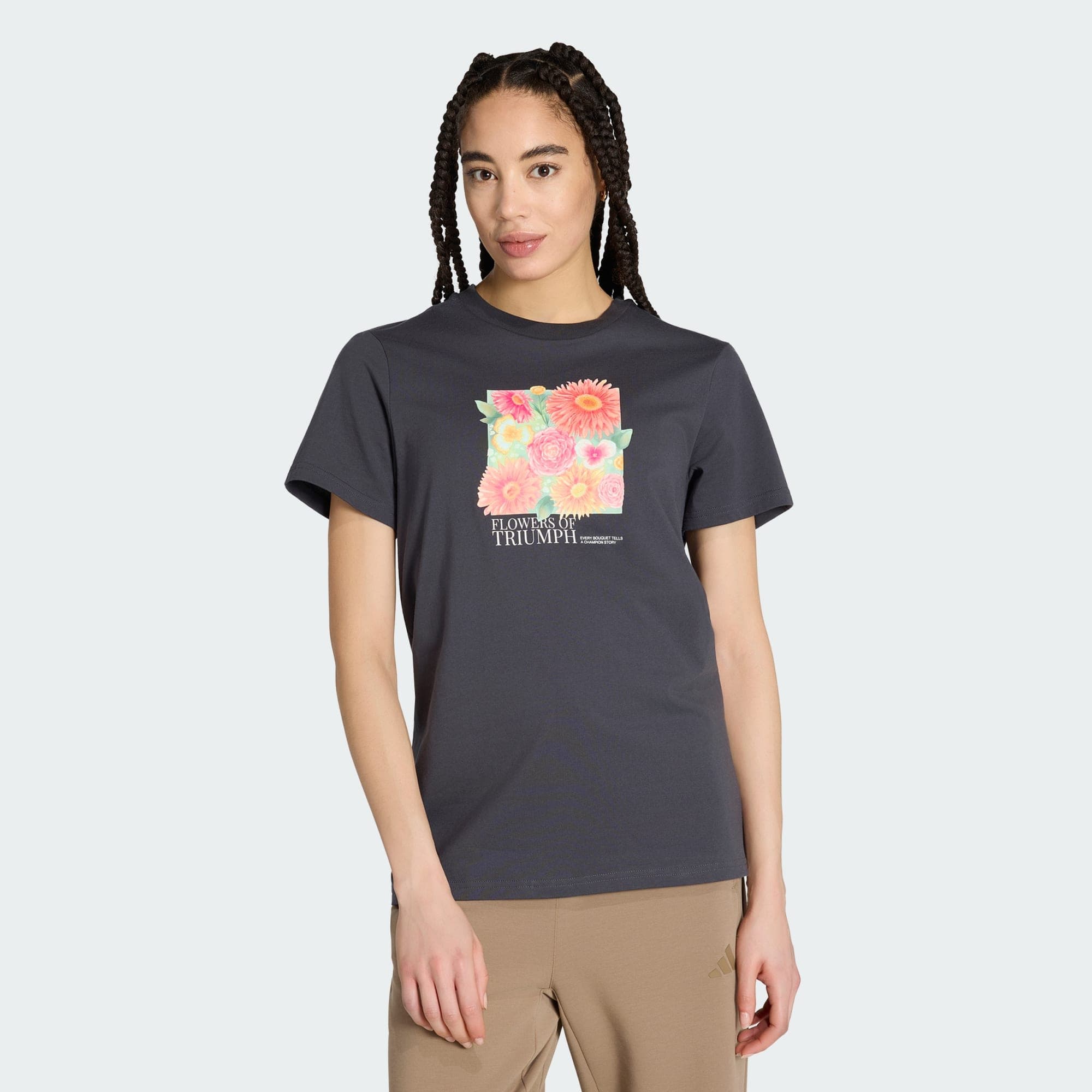 Adidas, Adidas Floral Loose Graphic T-shirt 2, Model 1