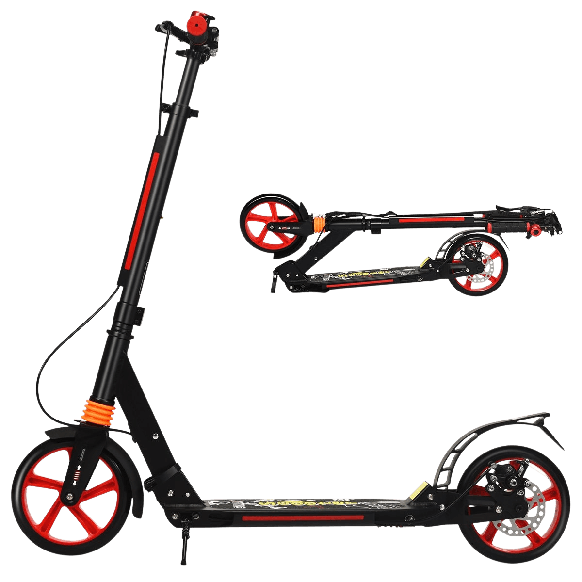 northix, Kickscooter City Scooter Carrying Strap Scooter Height Adjustable Kick Scooter Black, Product 0