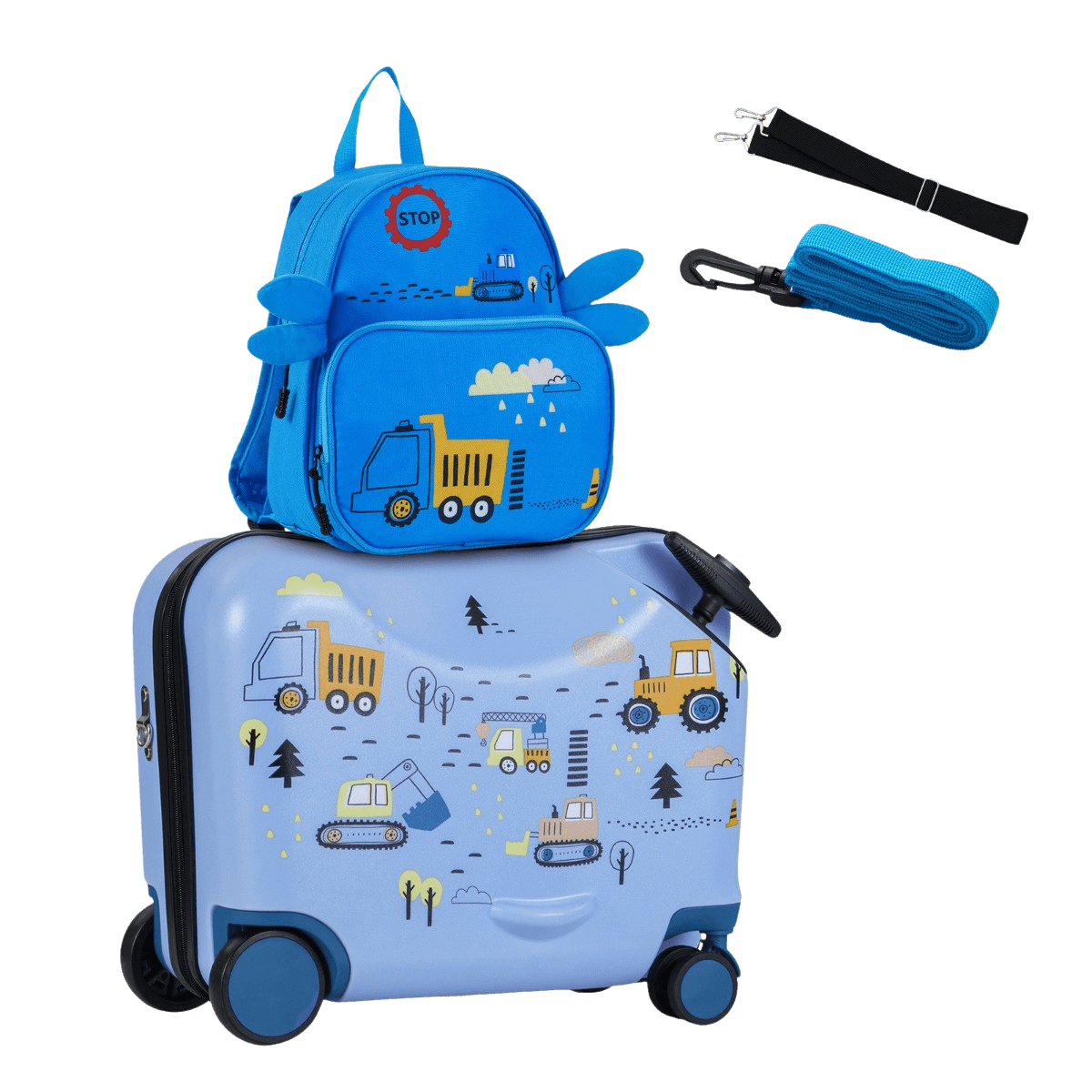 northix, Kids Luggage Set, 18in Ride-on Suitcase, 12in Backpack, Spinner Wheels, Product 0