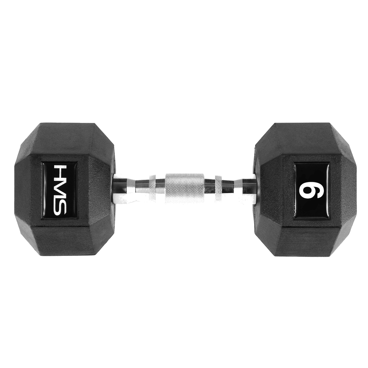 northix, 9 Kg Rubber Hex Dumbbell, Knurled Grip Handle, Detail 1