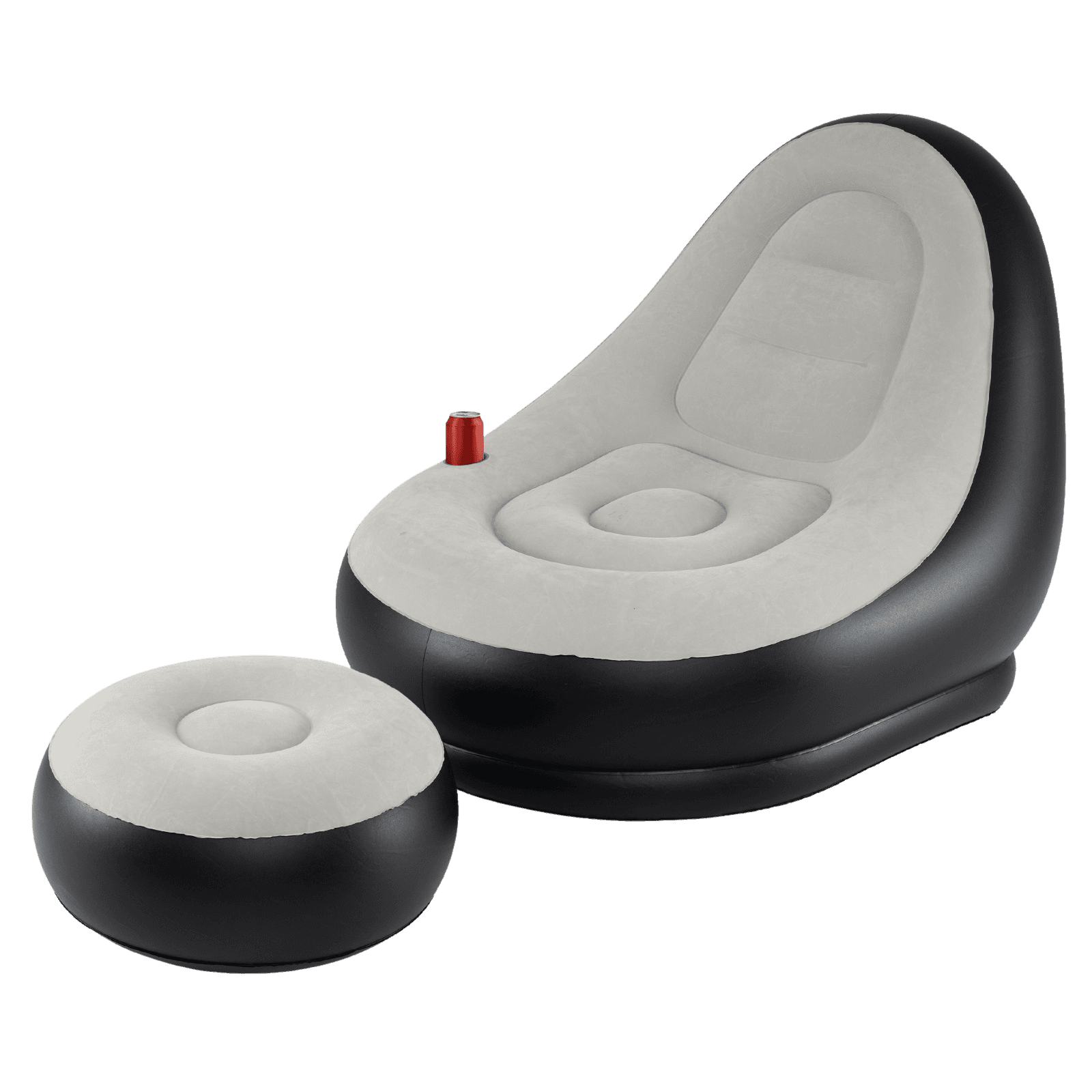 northix, Inflatable Chair With Ottoman, Velour Surface, Cup Holder, Product 0