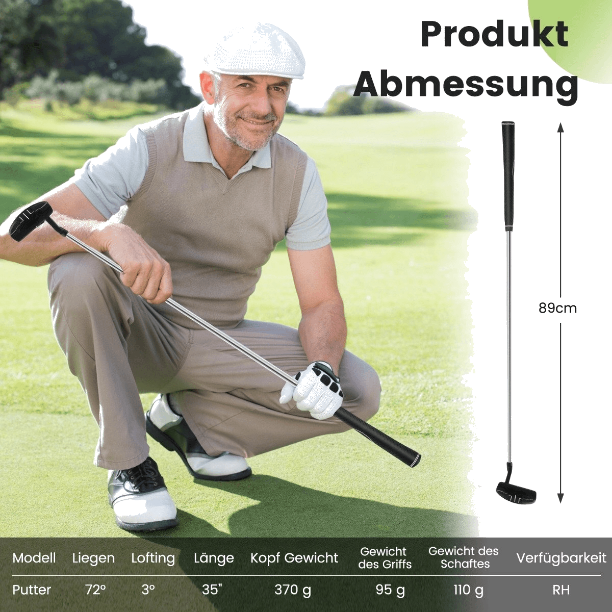 b2x, Golf Putter 89 Cm Stainless Steel Mallet Putter With Stainless Steel Head Non-slip Grip, Detail 1