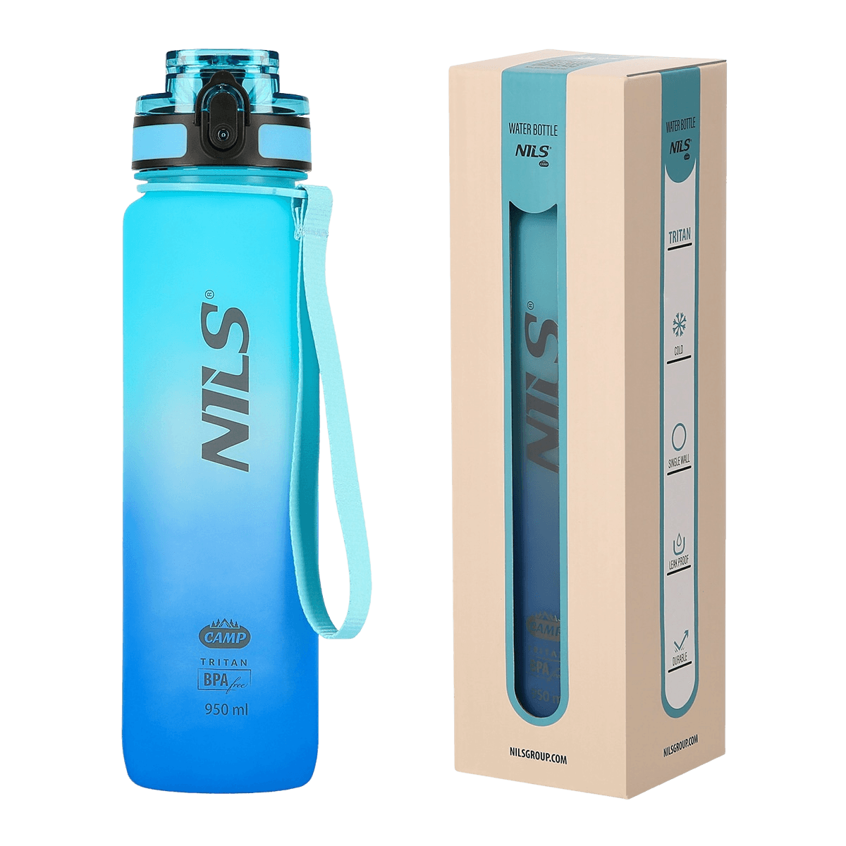 northix, Tritan Water Bottle, Blue, Durable, Bpa-free, Detail 1