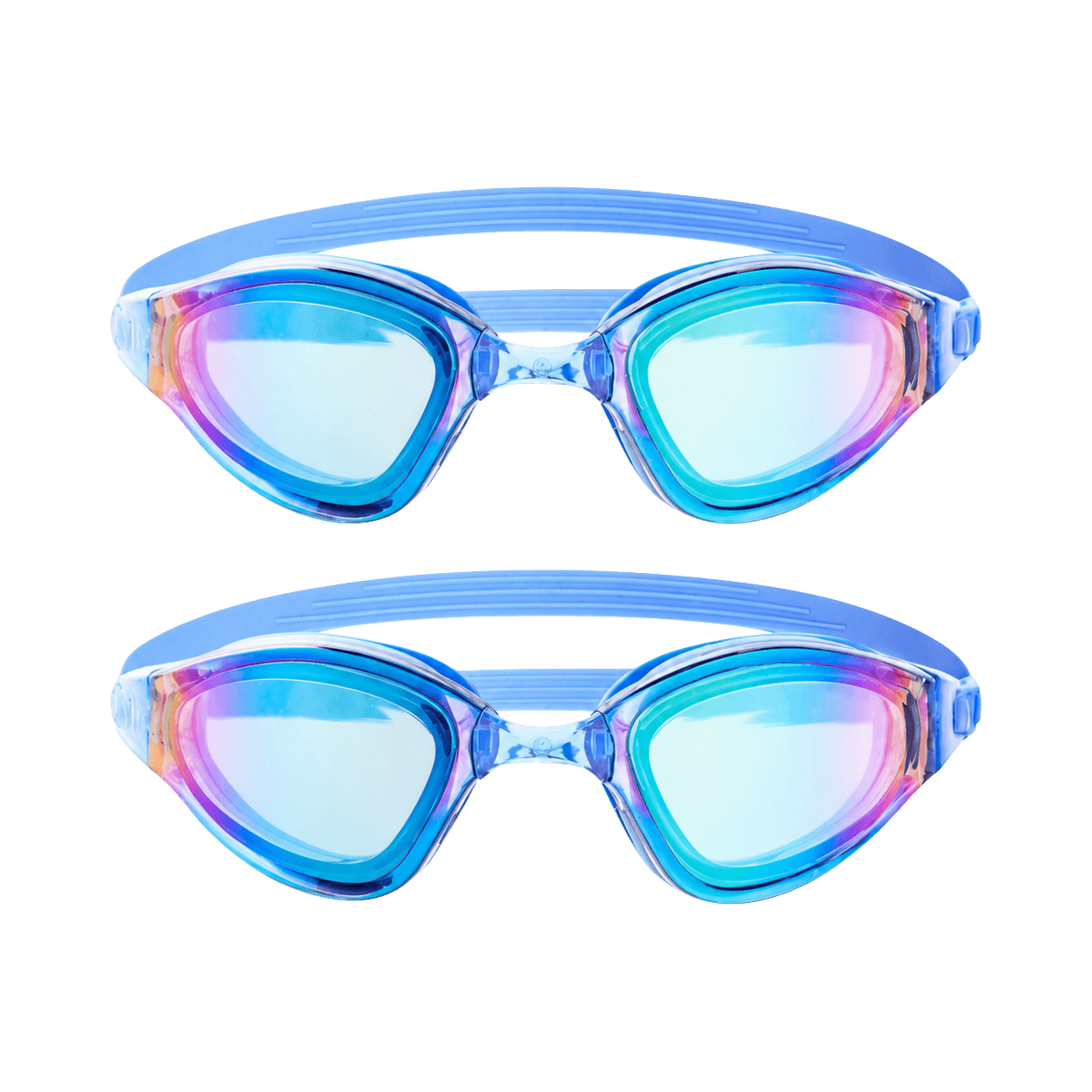 northix, Swimming Goggles Anti-fog Uv Protection Blue/rainbow, 2-pack, Product 0