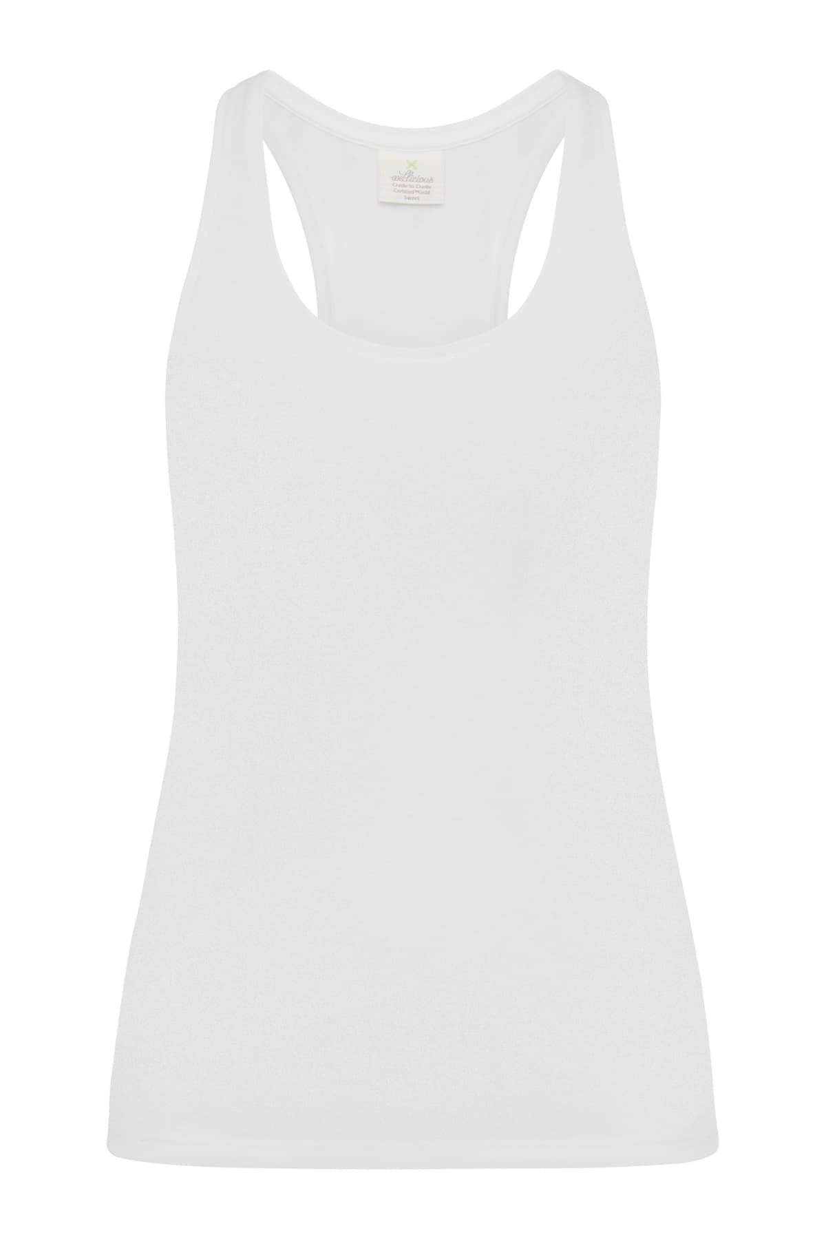 wellicious, Organic Cotton Racer Tank - Diamond White, Product 0
