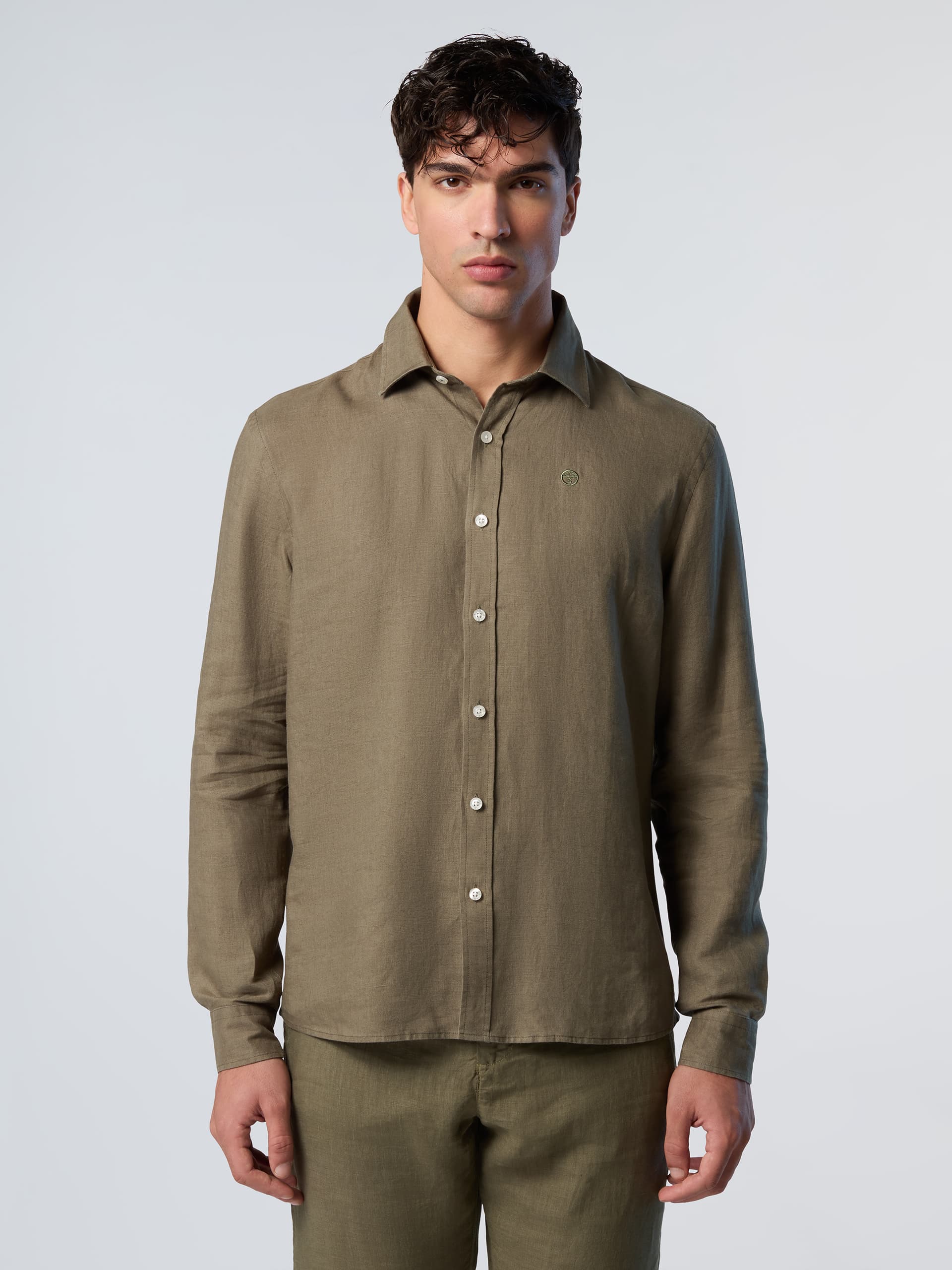 north sails, North Sails Shirt Linen With Embroidered Logo, Product 0
