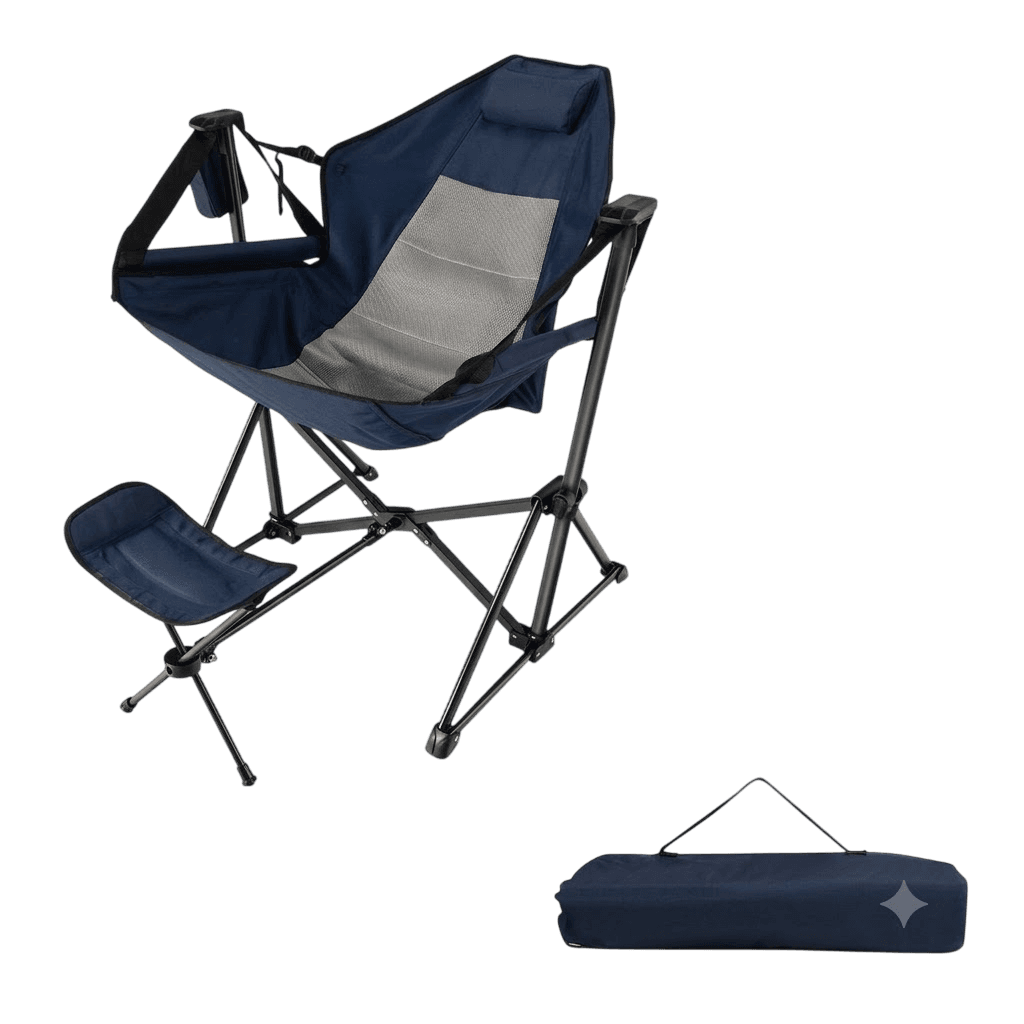 northix, Camping Chair With Footrest Adjustable Backrest Headrest Cup Holder Fishing Chair, Product 0