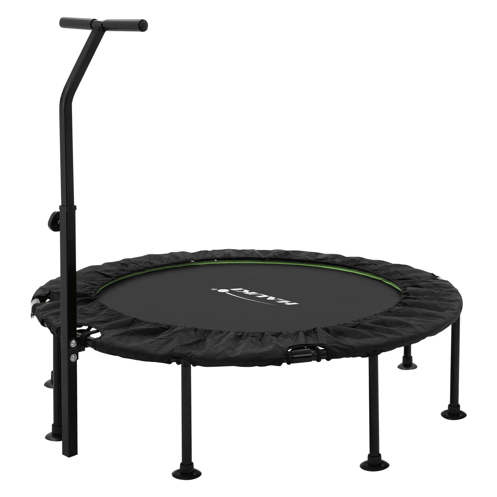 hauki, Hauki Foldable Indoor Fitness Trampoline Ø102cm, Green Mini Rebounder With Adjustable Handlebar, Product 0