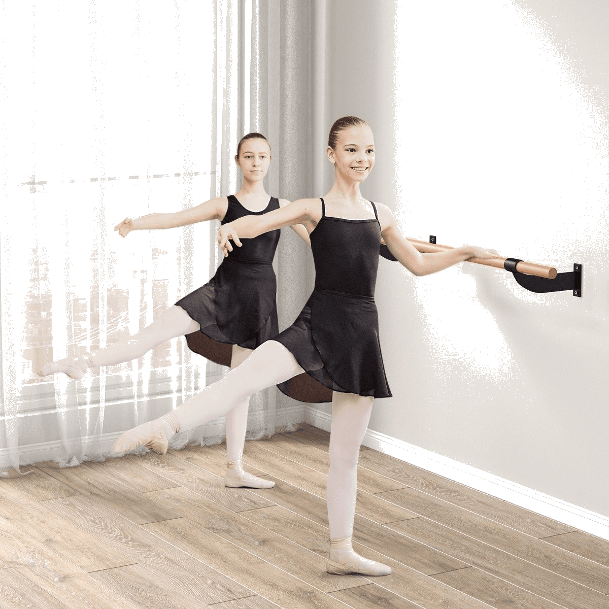 b2x, 120cm Long Dance Bar Wall Mounted Ballet Bar Ballet Equipment Fixed Height Fitness Bar, Product 0