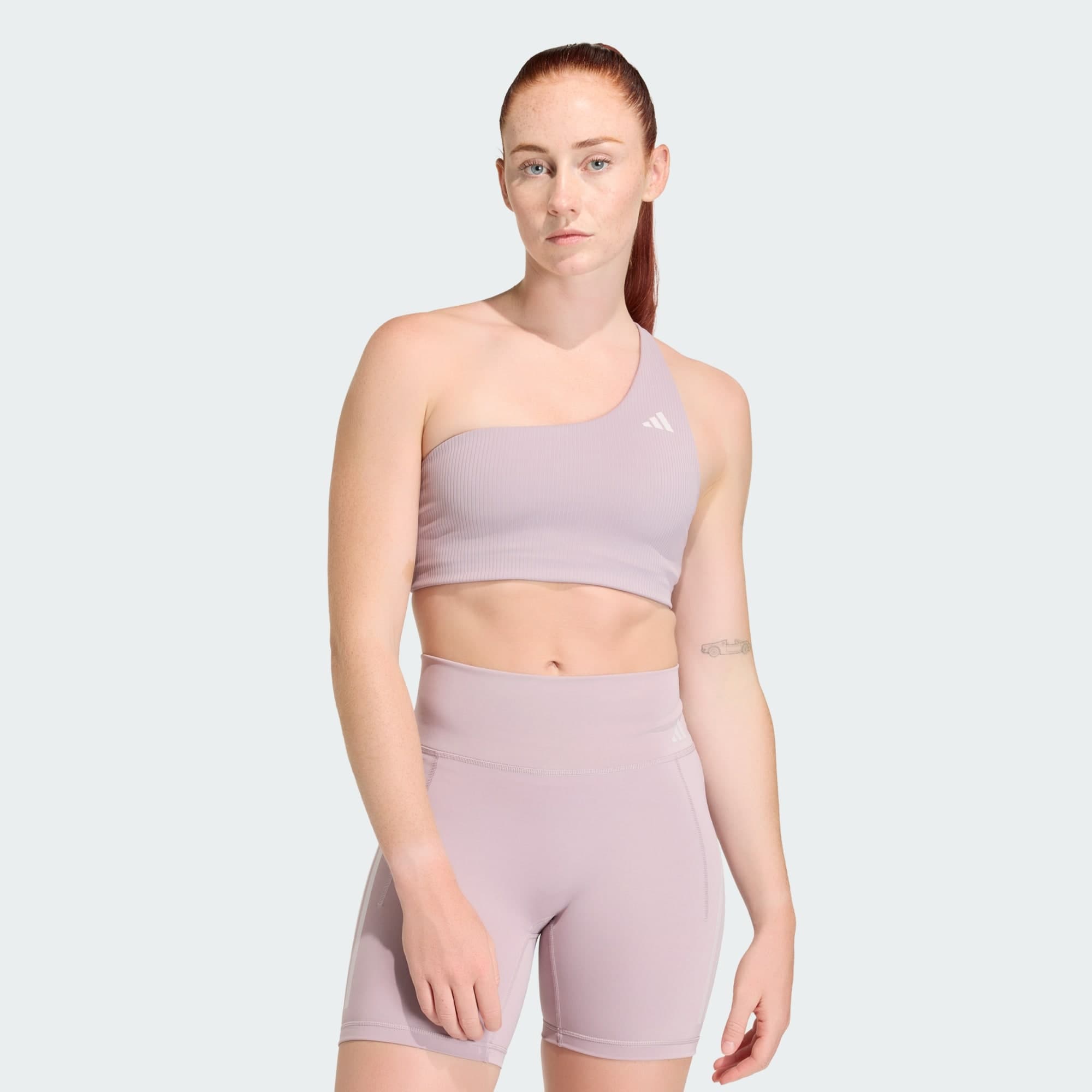 Adidas, Adidas Optime Asymmetrisk Tränings-bh Med Ribbning För Lätt Stöd, Model 1