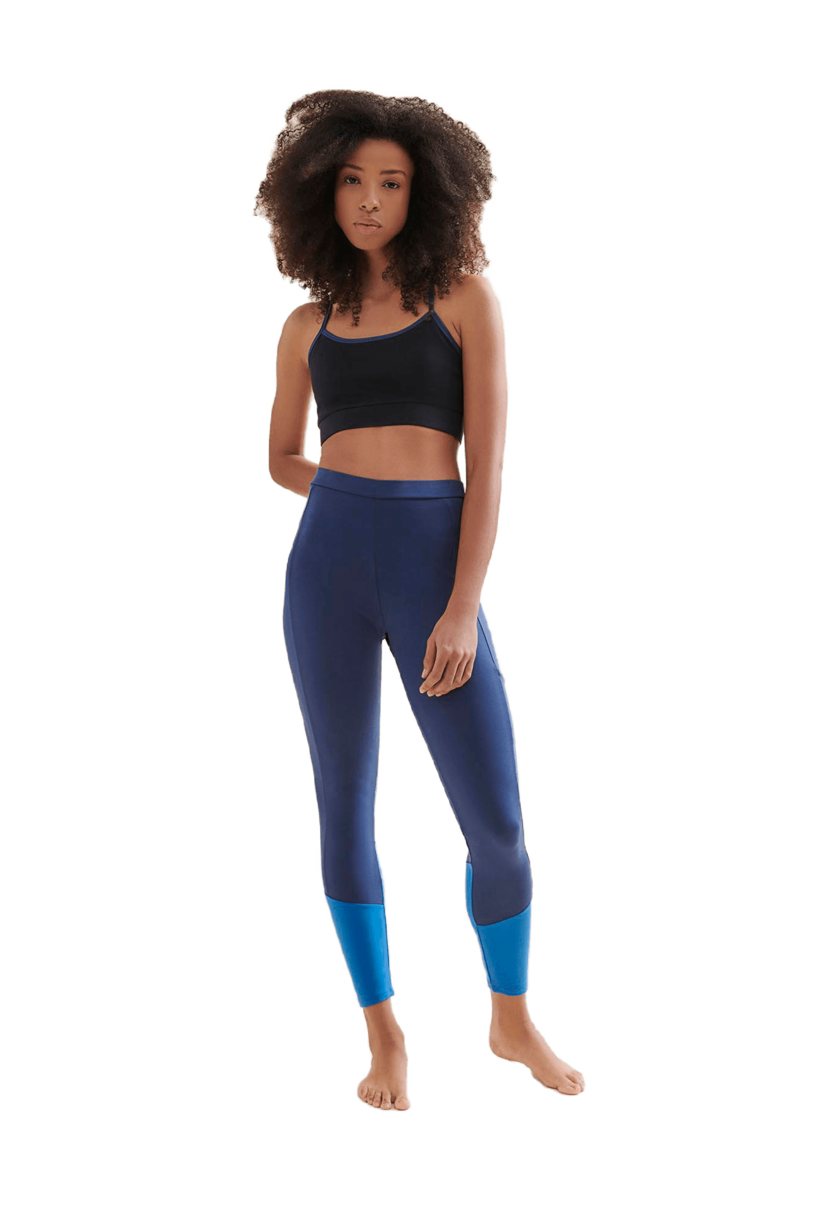 wellicious, Easy Colour Block Leggings - Deep Night Blue/shoreline Blue, Model 1
