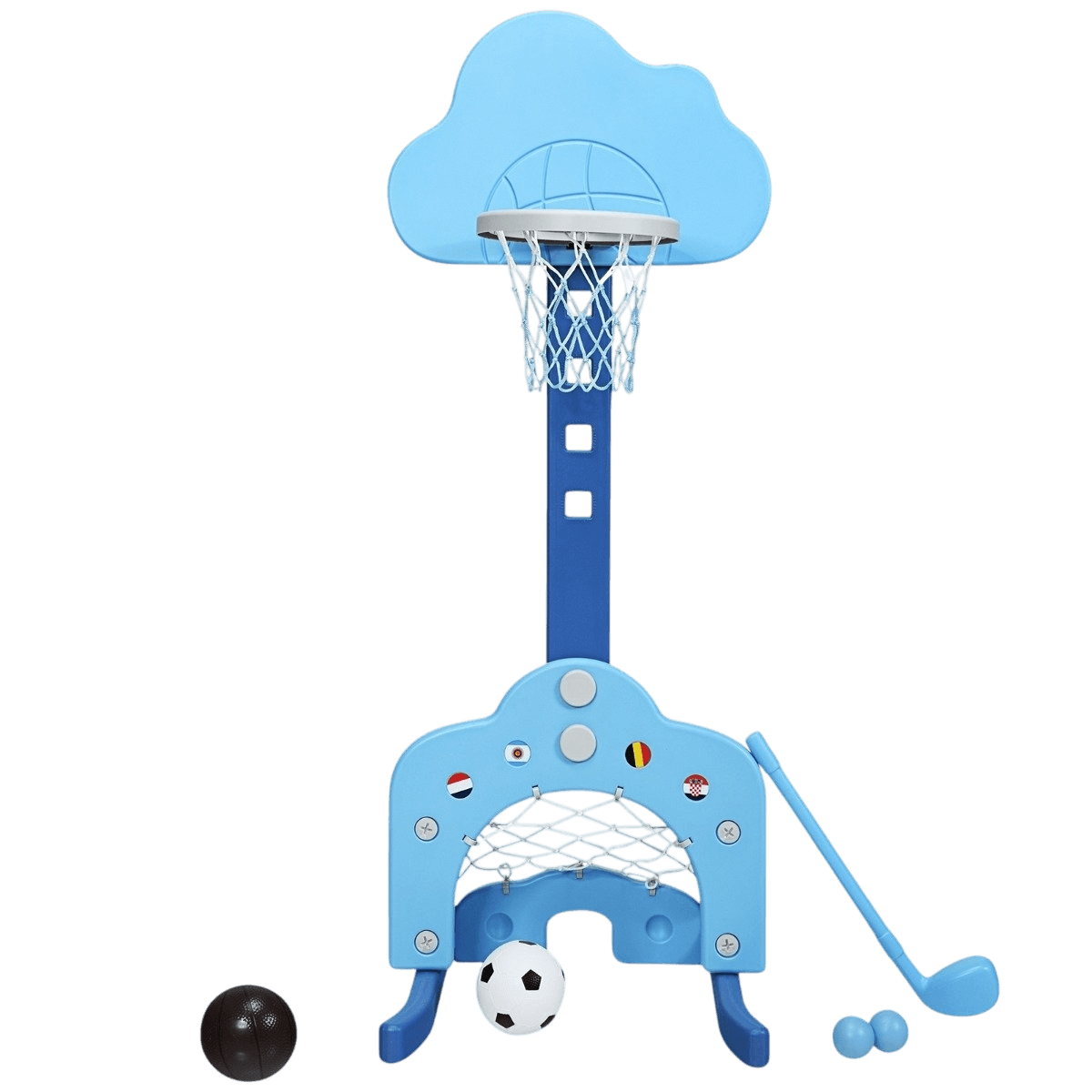 northix, 3-in-1 Kids Sports Set: Adjustable Basketball, Soccer, Golf, Product 0