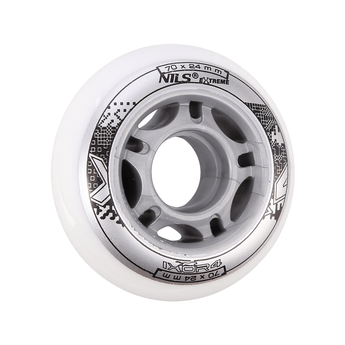 northix, White Pu Skate Wheels, 70x24mm, 82a, Set Of 4, Product 0