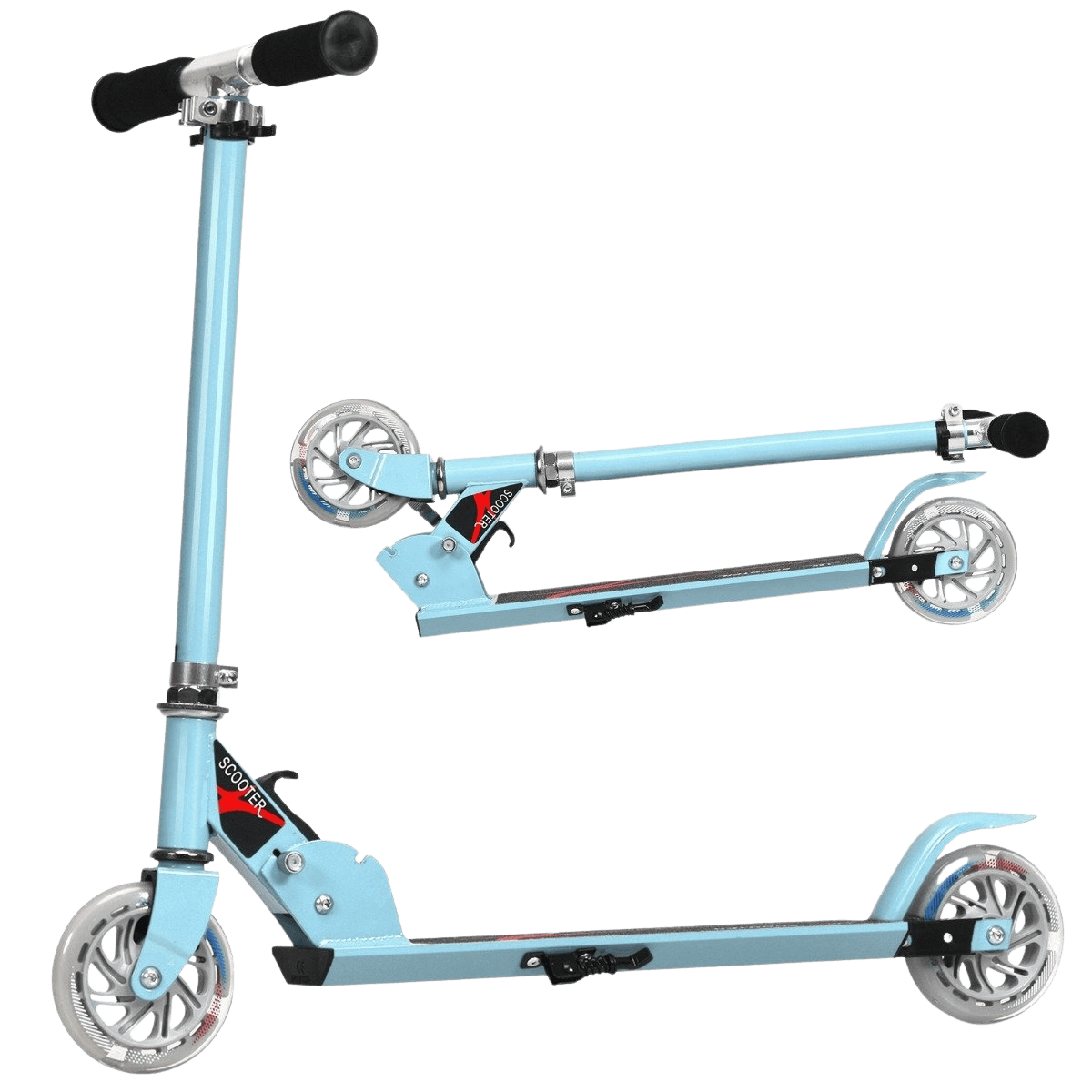 northix, Scooter Kick Scooter Height Adjustable Children's Scooter Foldable Kick Scooter With 2 Wheels Blue, Product 0