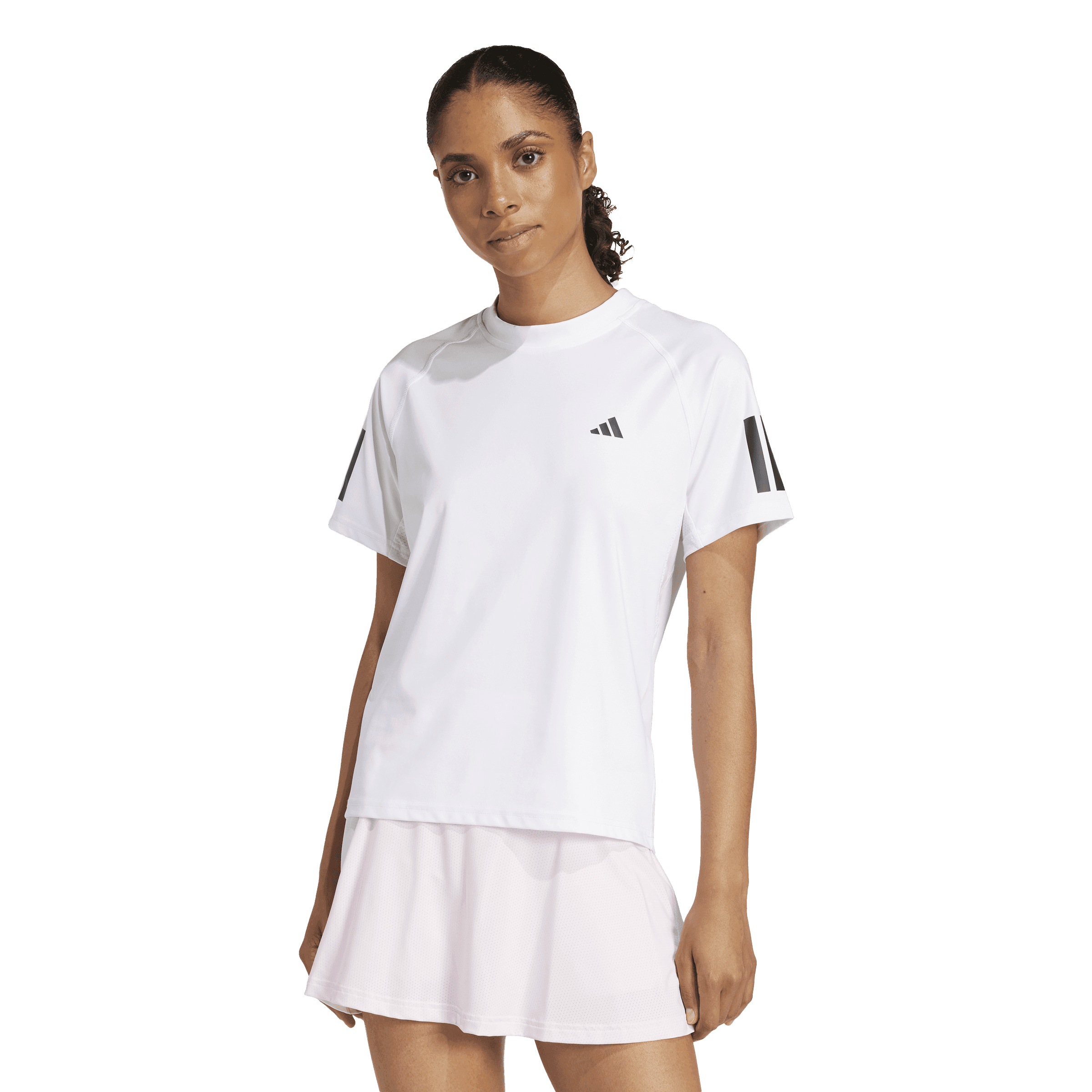 Adidas, W Club 3-stripe Tee, Model 1
