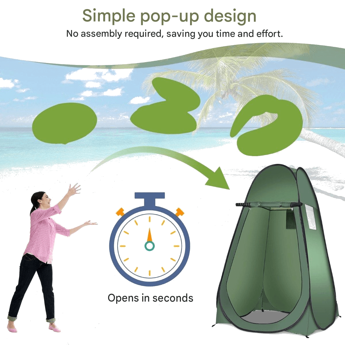 b2x, Beach Shower Tent Changing Tent Toilet Tent Side Tent Large Tent Cabin Folding Green, Detail 1