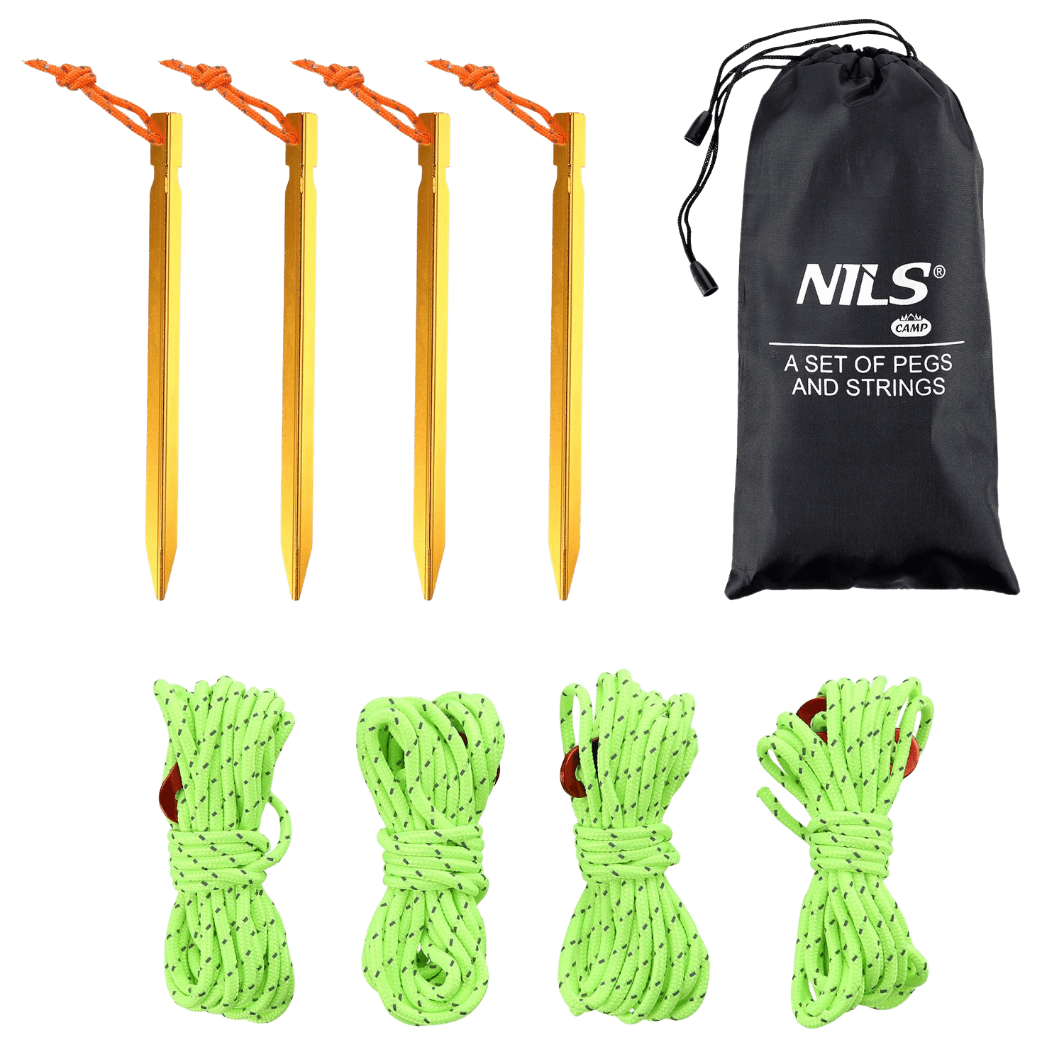 northix, Pegs With Rope For Camping, Set Of 6, Product 0