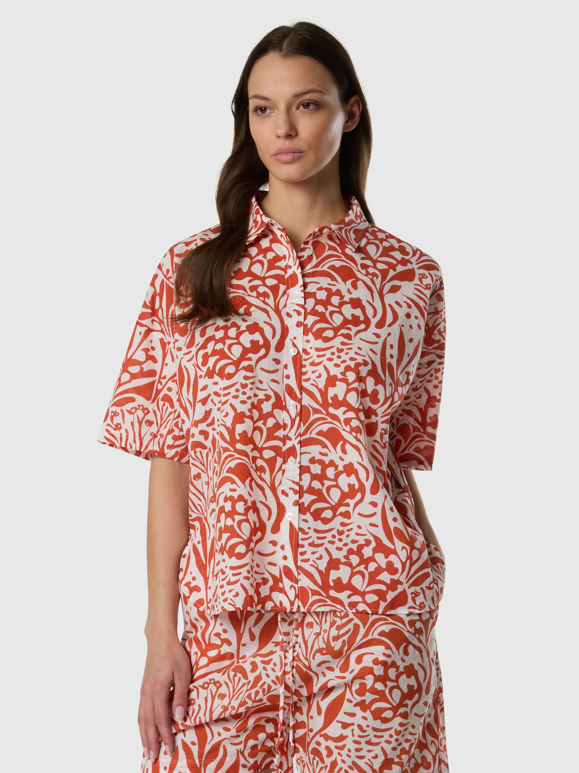 north sails, North Sails Muslin Shirt With Coral Print, Product 0