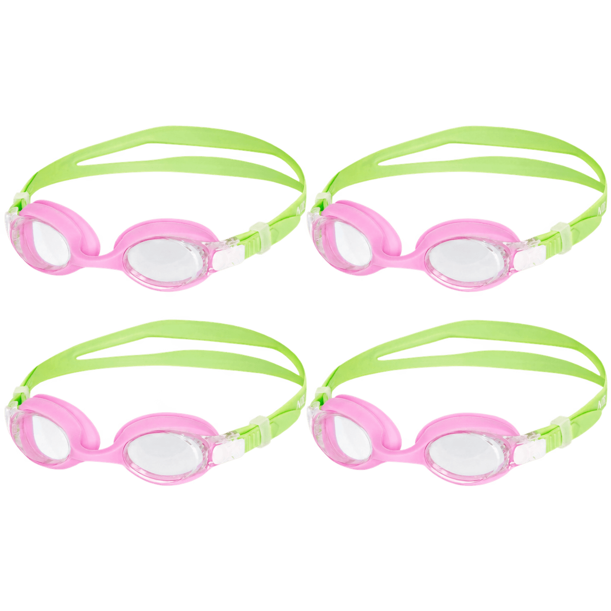 northix, Junior Swimming Goggles Green/violet Anti-fog Uv Protection 4-pack, Product 0