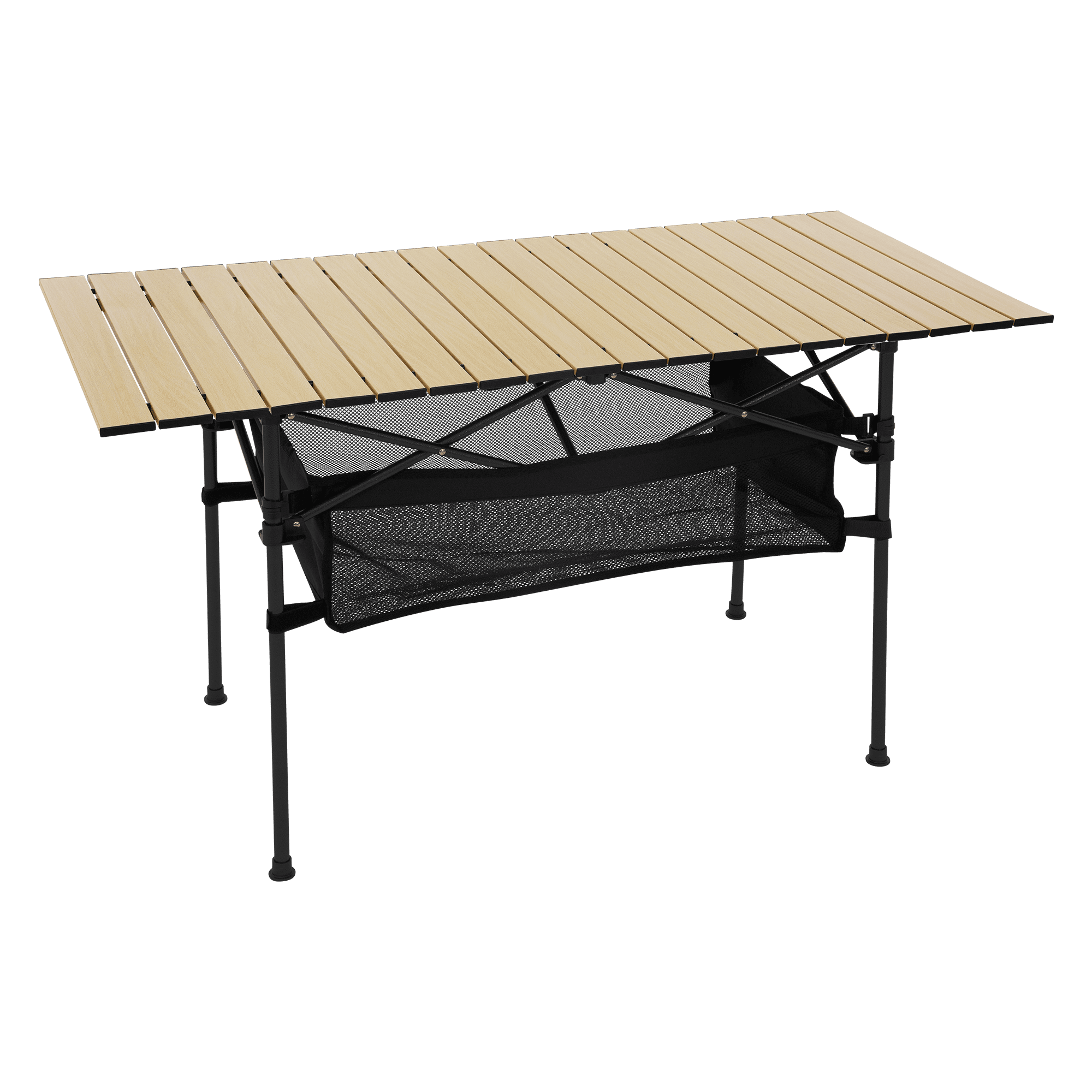 hauki, Hauki Camping Furniture Set 3 Piece Folding Table Beige With Two Black Camping Chairs Portable, Detail 1