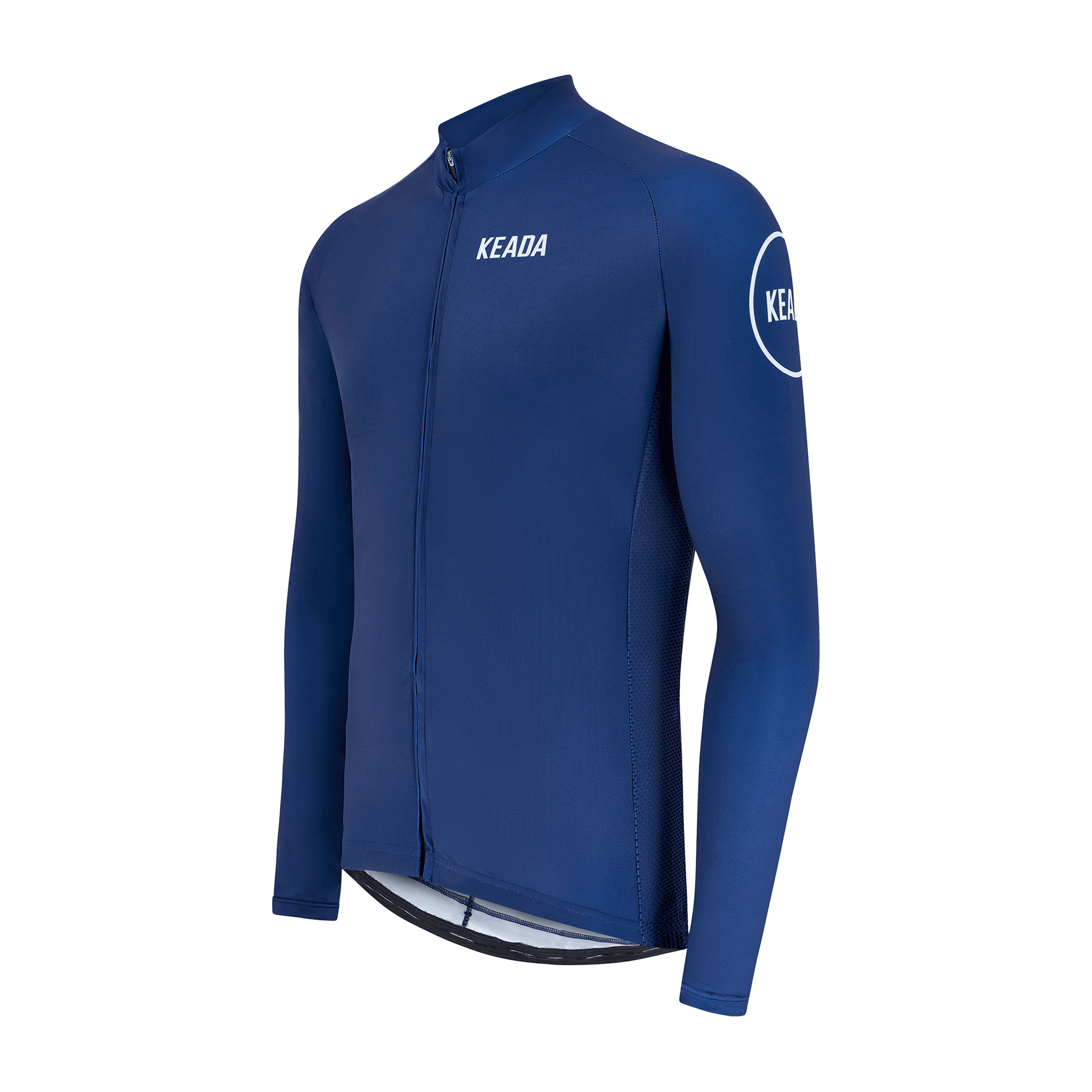 keada sports, Mens Essential Long Sleeved Cycling Jersey - Navy, Detail 1