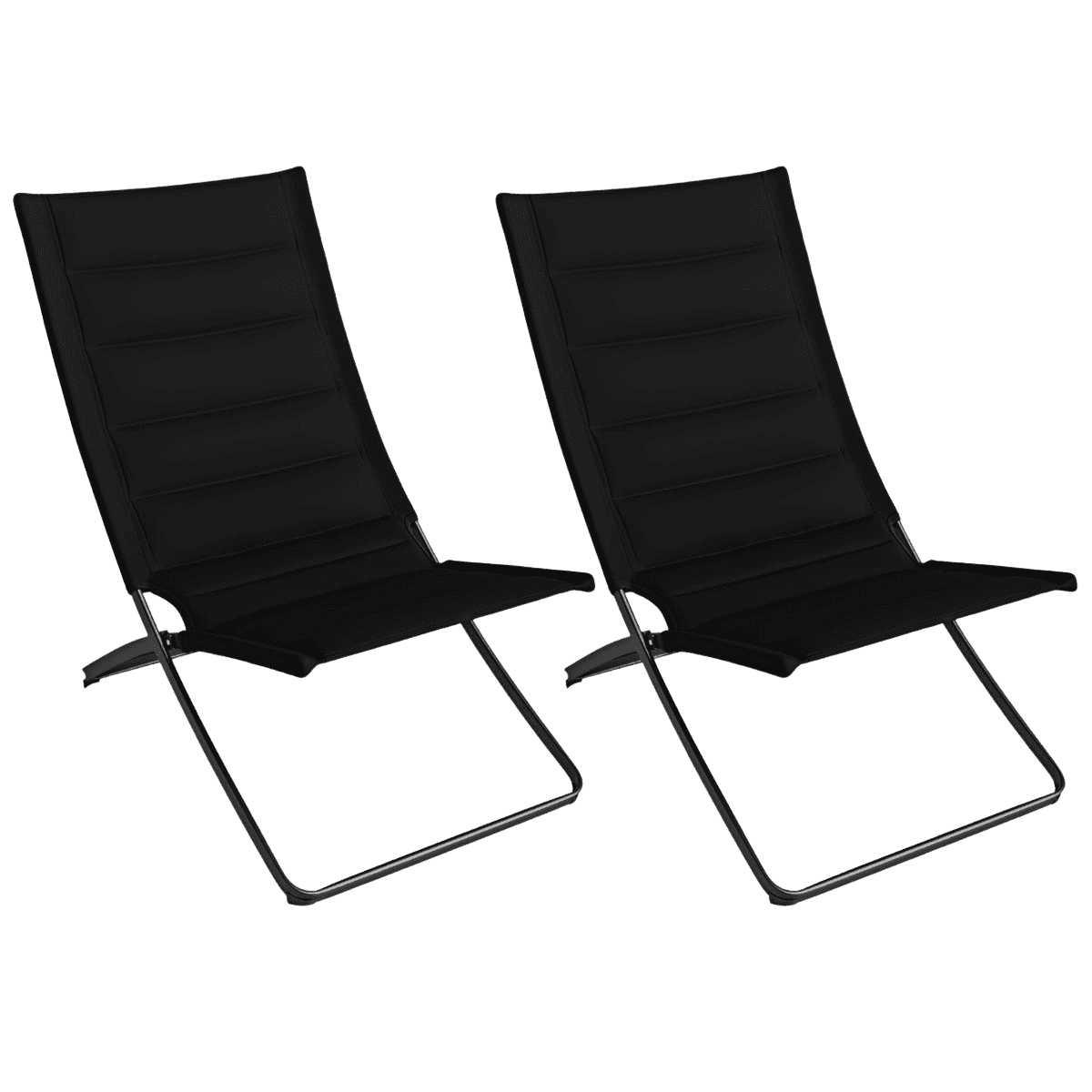 northix, 2-piece Folding Beach Chairs With Padded Seats, Black, Product 0